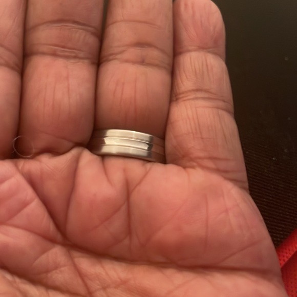 Stainless Steel Center Polished Double Groove Satin Finish Band Ring - Picture 6 of 6